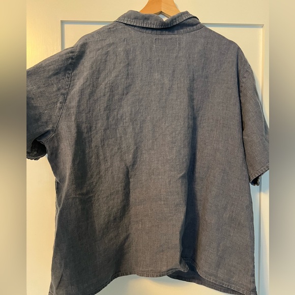 Flax Linen Button Down Shirt Short Sleeved Casual Lagenlook Top Blouse Size 1G - Picture 7 of 7